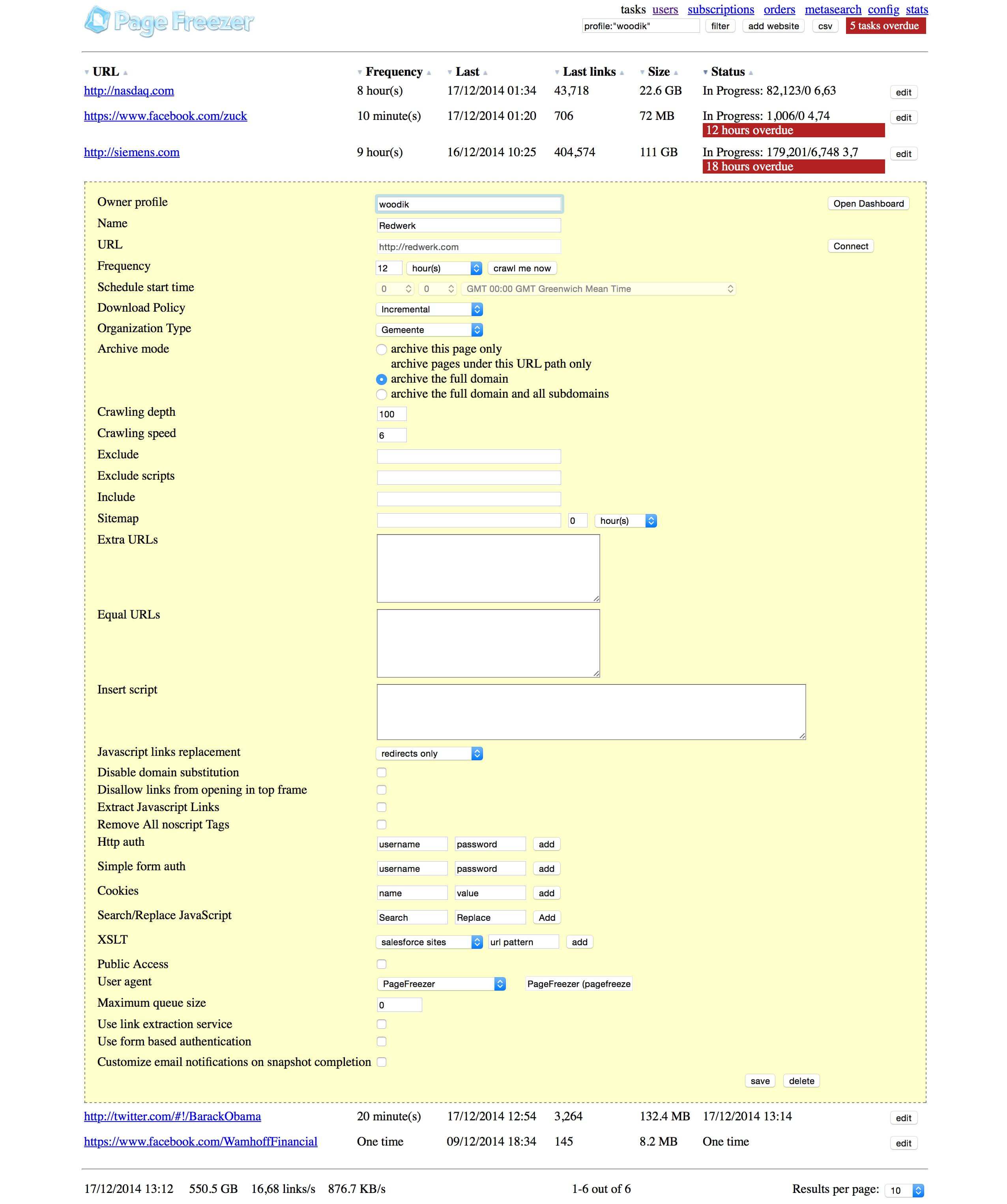 PageFreezer social media archive tool - XSLT templates