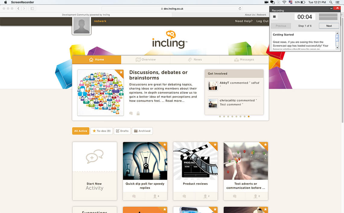 Incling screencasting app: getting started / Redwerk company